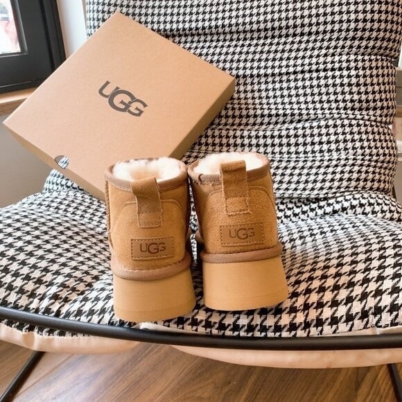 UGG Womens classic ultra mini platform boots Chestnut - Picture 7 of 8